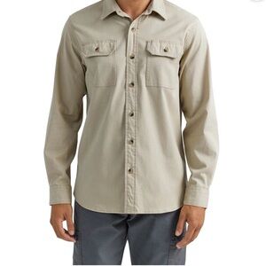 Wrangler Relaxed Fit Long Sleeve Woven Shirt Twill Heather Heather Size 2XL